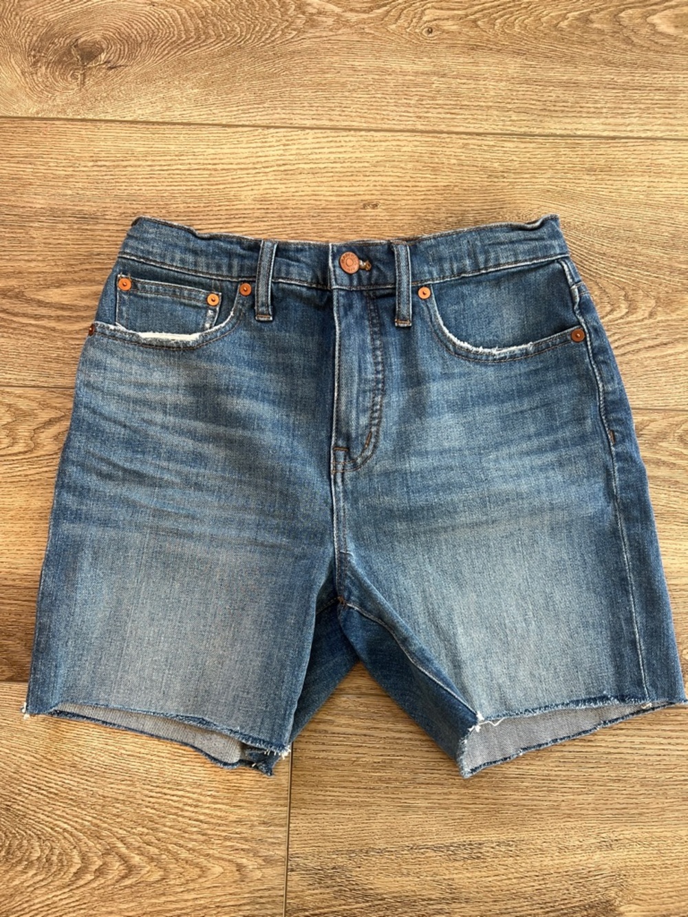 Madewell Blue High-Rise Denim Mid-length Cutoff Shorts 26